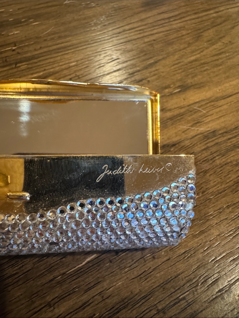 Judith Leiber Crystal Embellished Gold lipstick holder - Picture 2 of 10